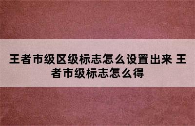 王者市级区级标志怎么设置出来 王者市级标志怎么得